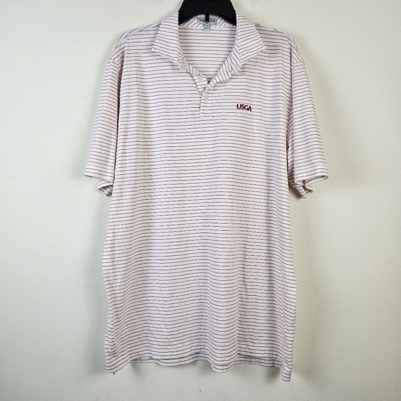 Peter Millar Pima Cotton USGA Short Sleeve Striped Polo Knit Shirt XL - Picture 1 of 8